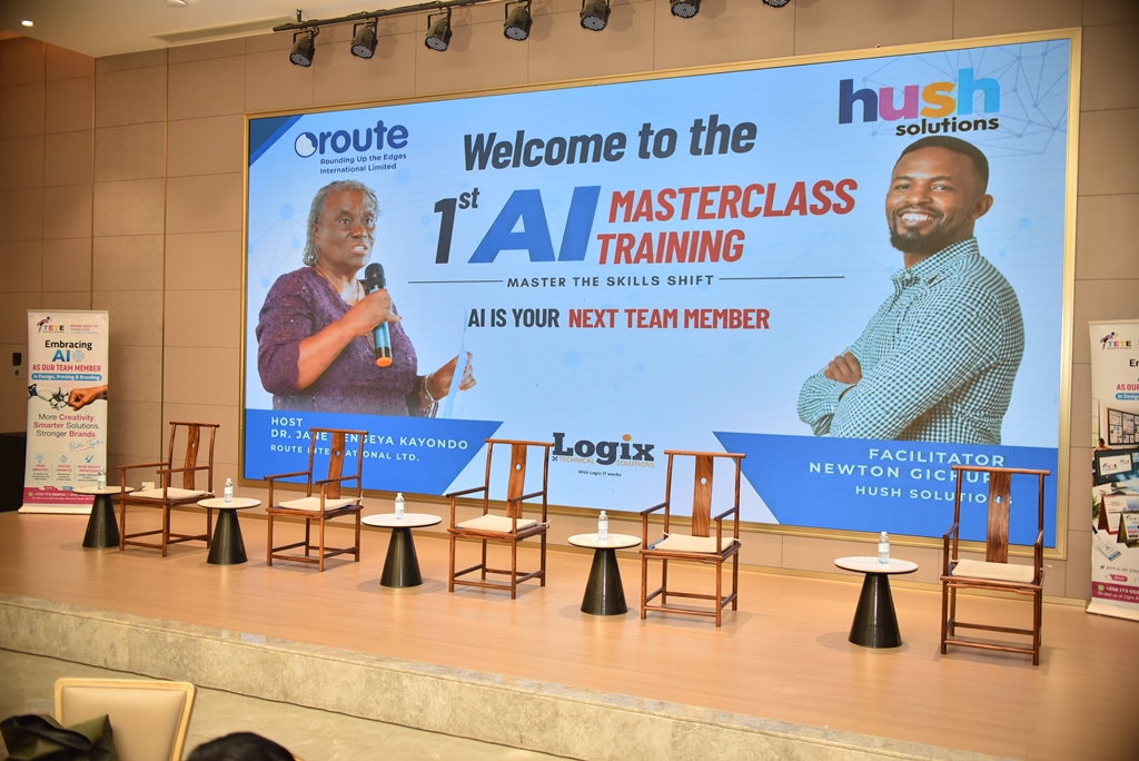 Branded stage for the AI Masterclass training in Uganda